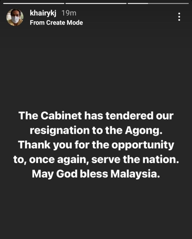 Seluruh Kabinet Telah Letak Jawatan