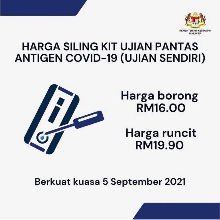 Kit Ujian Kendiri COVID-19 Ditetapkan RM19.90