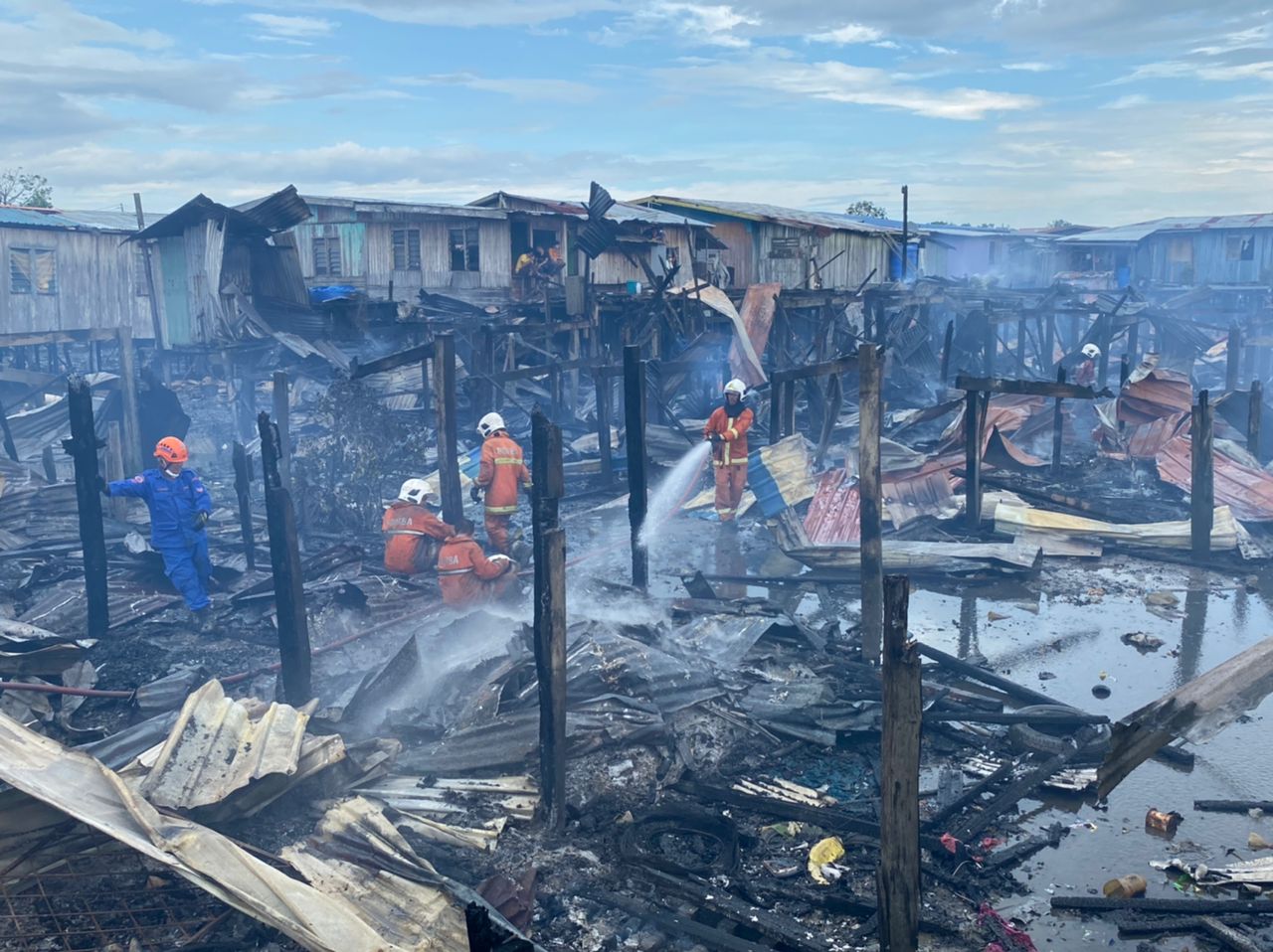 Kebakaran di Kg Sabah Baru, Lahad Datu.