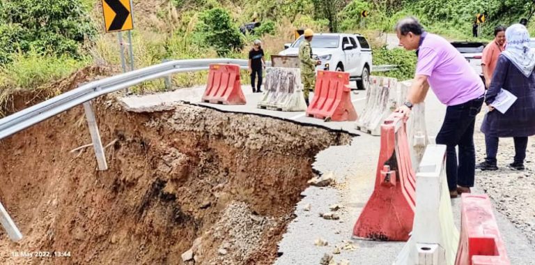 Lencongan sementara jalan menghubungkan Kiulu-Ranau dibina