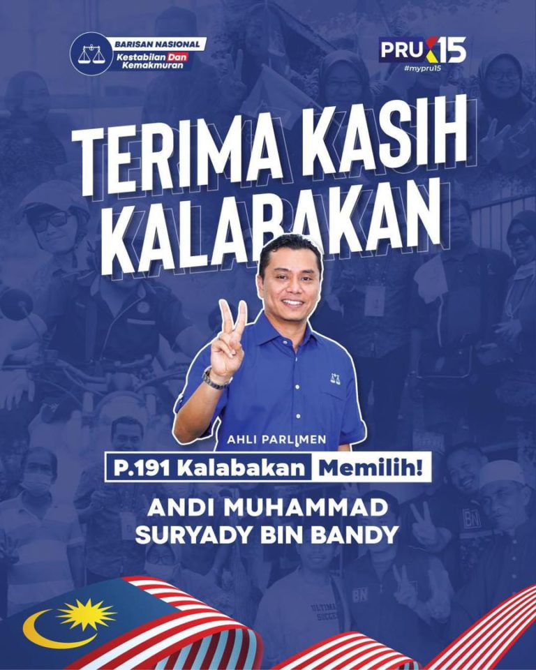 PRU15: Calon BN Datuk Andi menang Parlimen Kalabakan