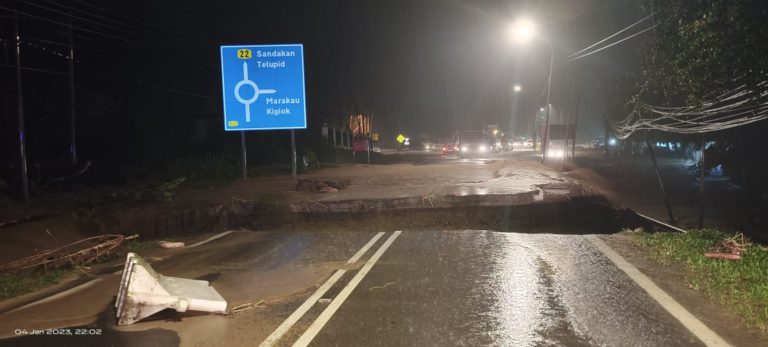Laluan KK-Sandakan (Jalan Riverside) Ranau terputus, ditutup serta merta