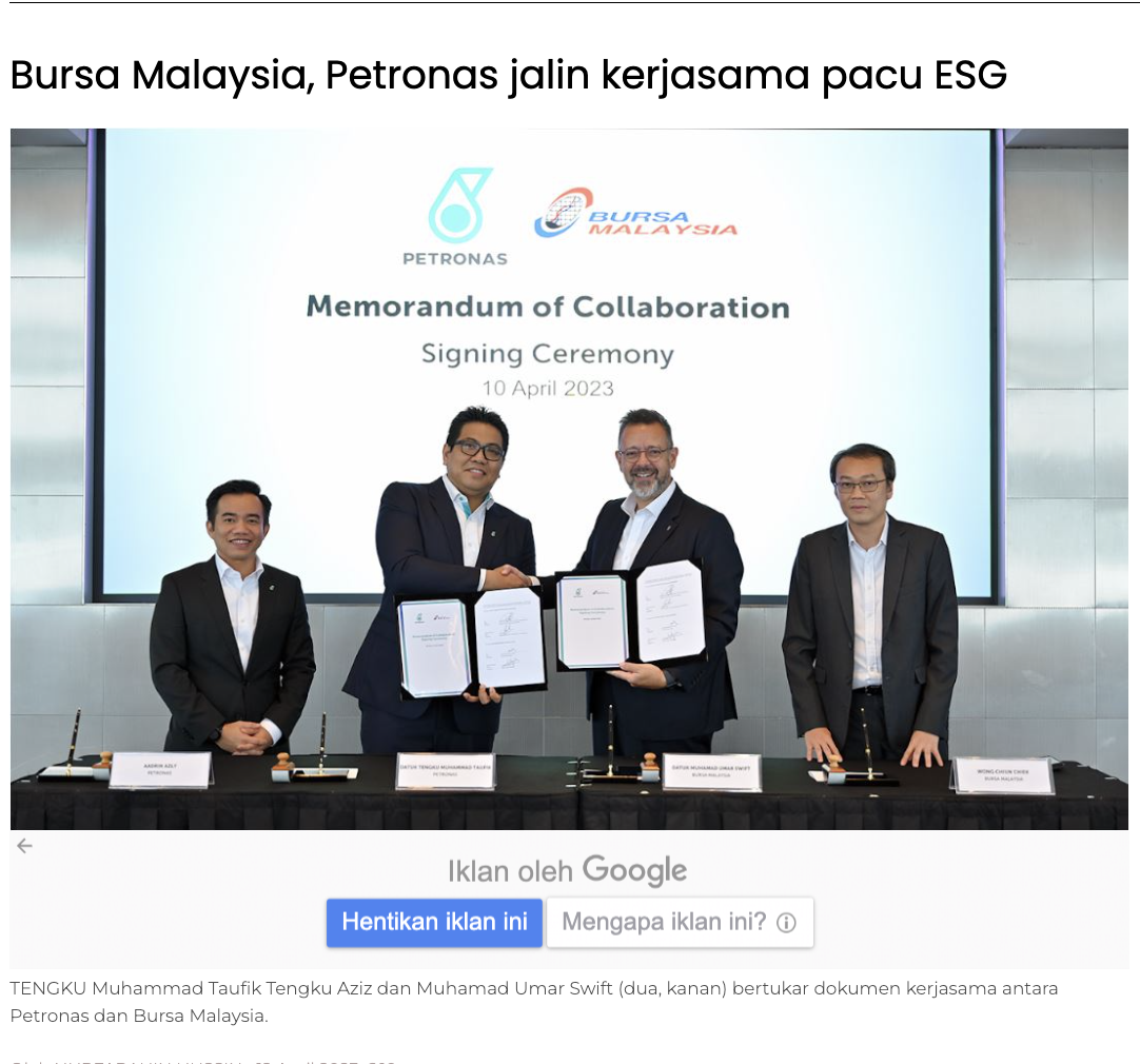 EKONOMI MALAYSIA , AMALAN ESG SERTA PENERAPAN NILAI MADANI