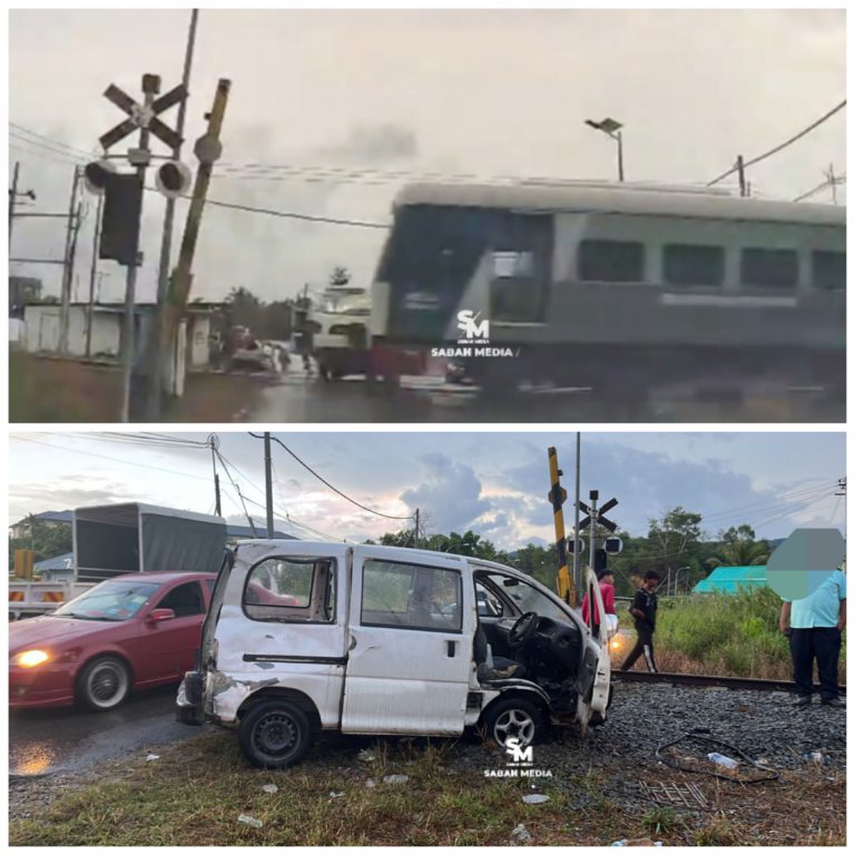 Empat lelaki nyaris maut, kereta dilanggar keretapi