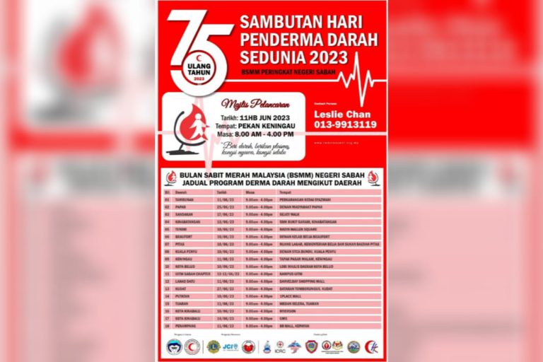 1,500 pain darah disasar dikutip sempena Hari Penderma Darah Sedunia