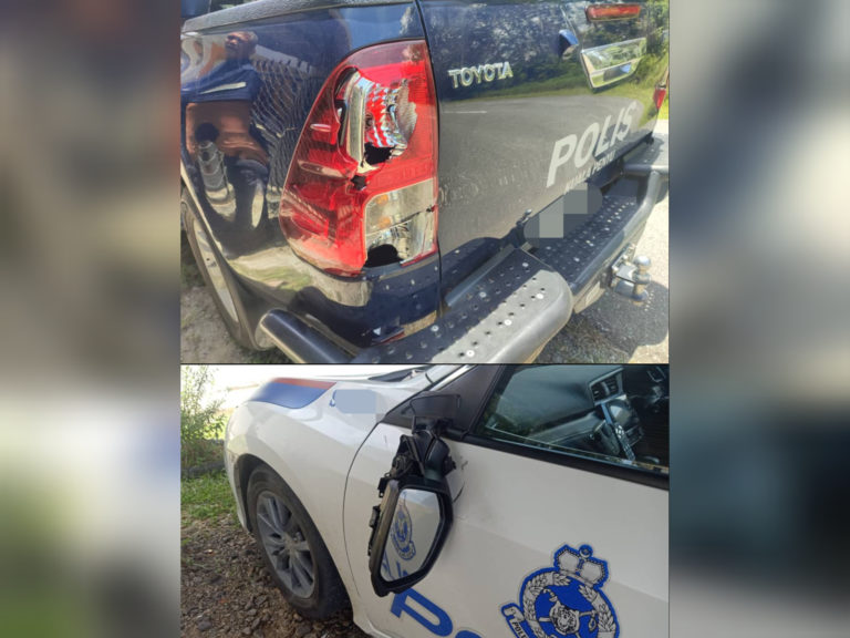 Lelaki khayal, penagih gam mengamuk, menyerang, merosakkan kenderaan PDRM