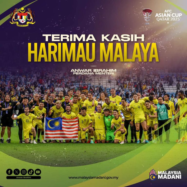 Piala Asia 2023: PM Anwar ucap tahniah kepada Harimau Malaya