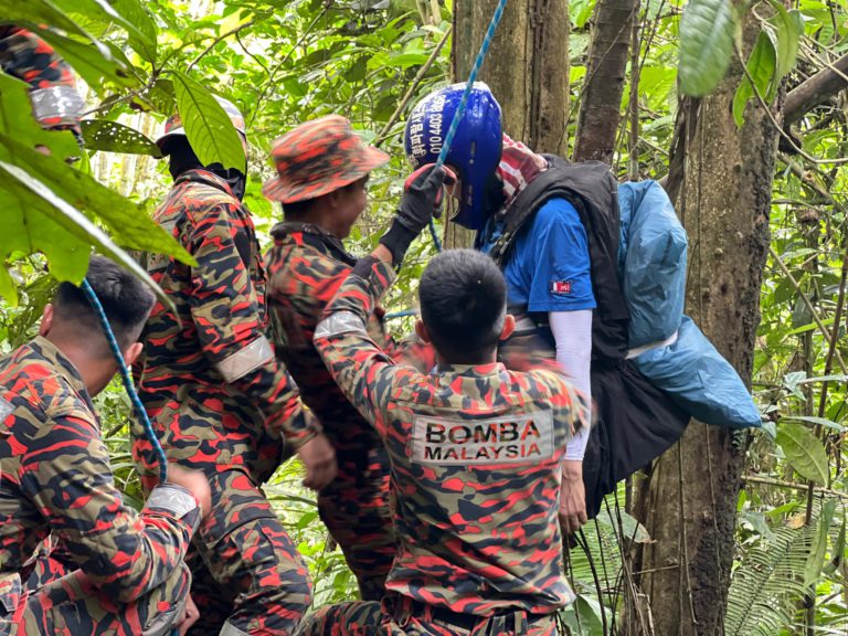 Bomba selamatkan peluncur udara dari Korea tersangkut atas pokok