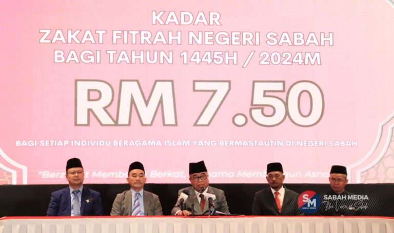 Kadar zakat fitrah Sabah ditetapkan RM7.50