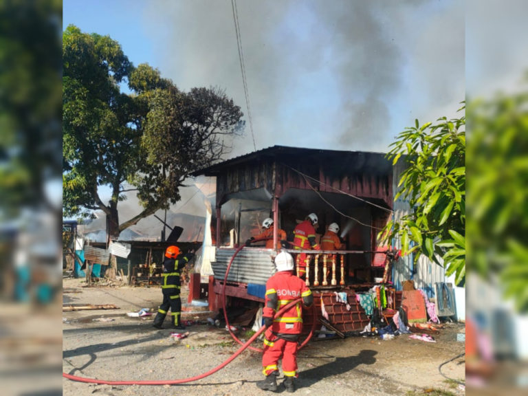 Enam rumah musnah terbakar di Kampung Unta, Lahad Datu