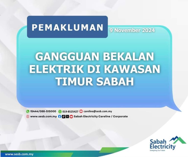 Beberapa kawasan di Pantai Timur Sabah alami gangguan bekalan elektrik