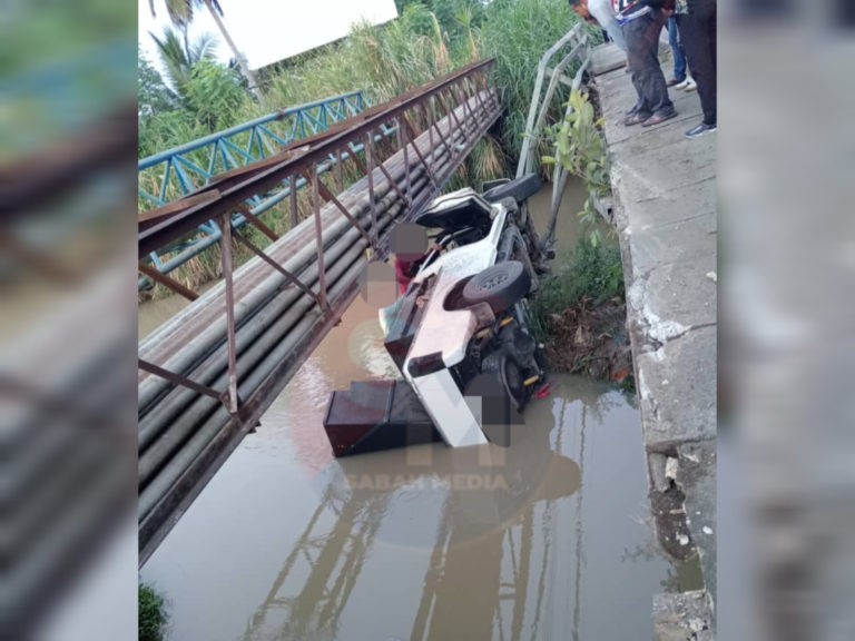 Dua mangsa terselamat, kenderaan bawa muatan ikan terbabas jatuh dalam sungai