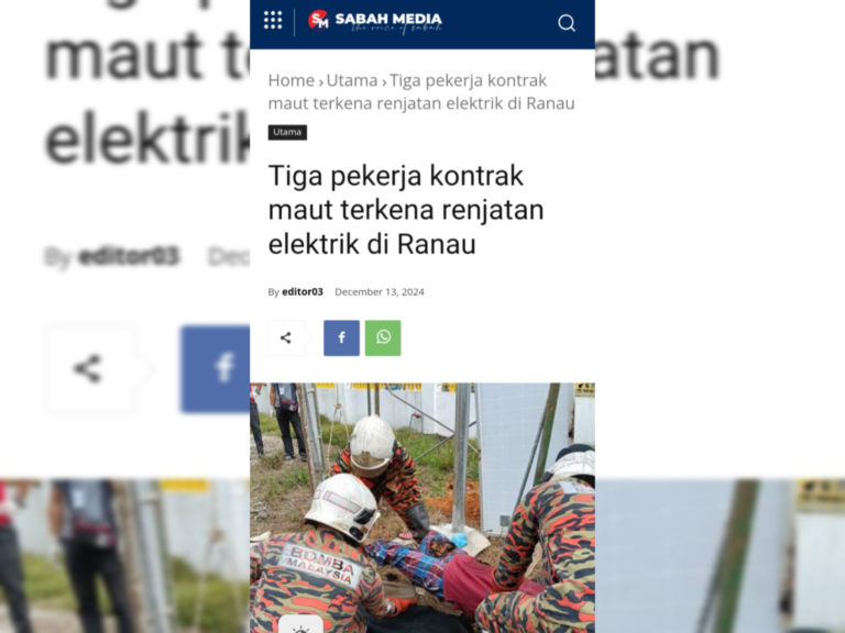 Semua kerja-kerja berdekatan pepasangan Sabah Electricity perlu maklum kepada Sabah Electricity sebelum dilaksana