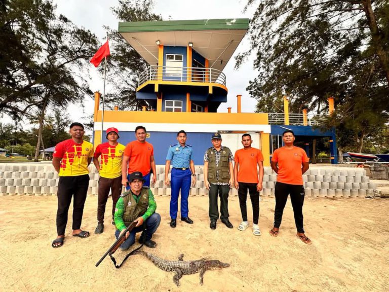 Anak buaya ditembak mati di Pantai Tanjung Aru 3
