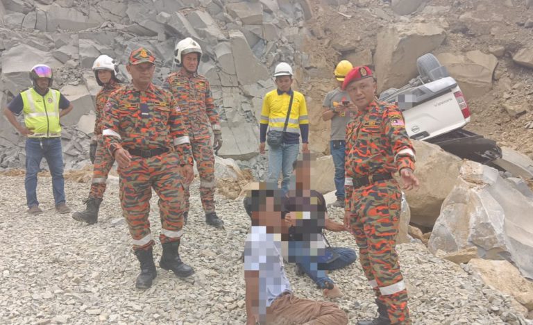 4 lelaki cedera, kereta terhumban ke gaung sedalam 7 meter