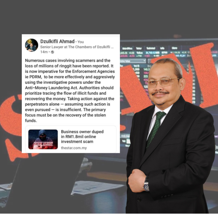 Dzulkifli: Kuasa AMLA Wajar Diaktifkan secara agresif untuk Tangani Scam Berbilion Ringgit