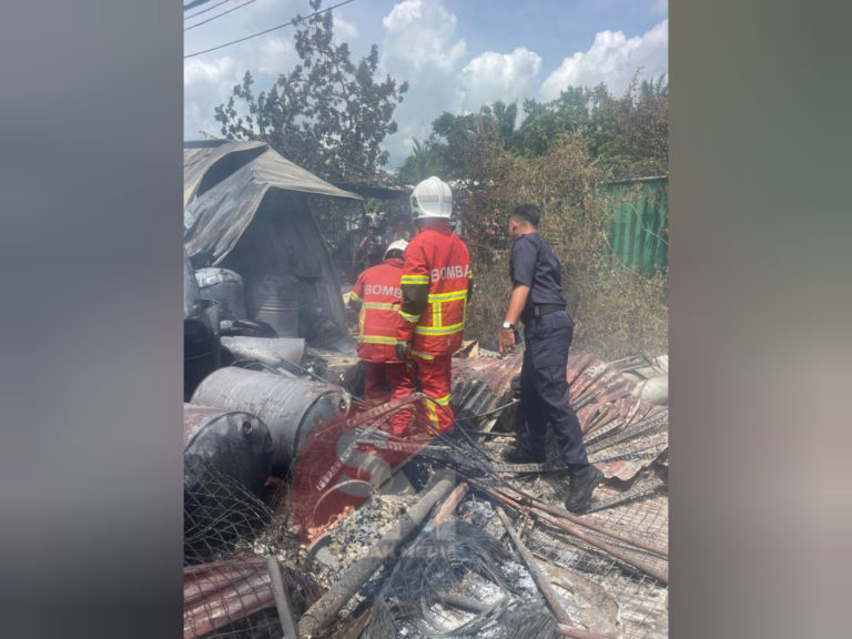 Wanita rentung, suami cedera dalam kebakaran premis jual petrol di Beluran