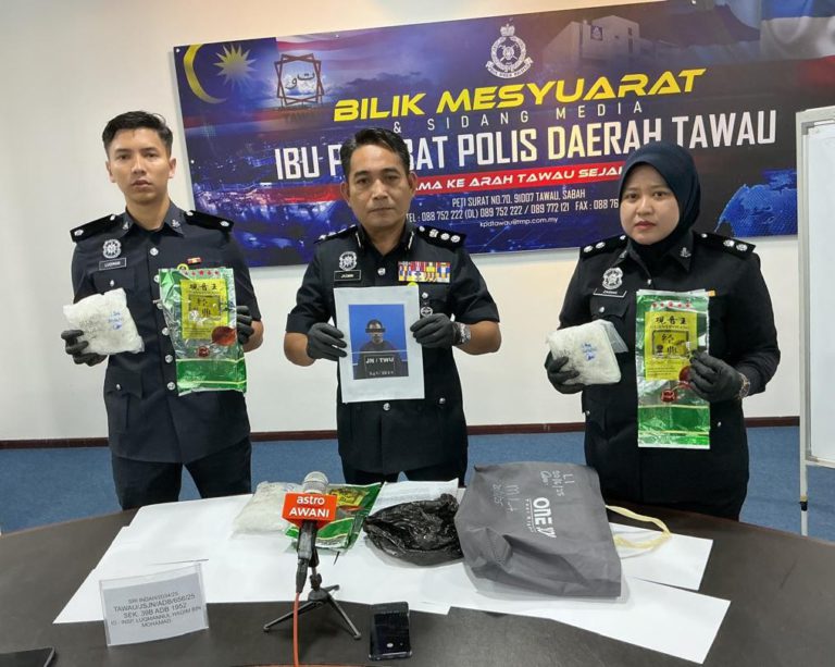 Syabu lebih 3kg dirampas di Tawau