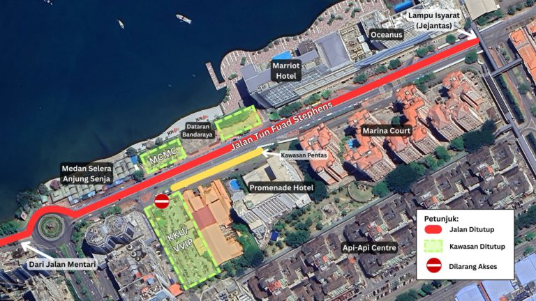 Beberapa jalan utama di KK ditutup sementara bermula hari ini