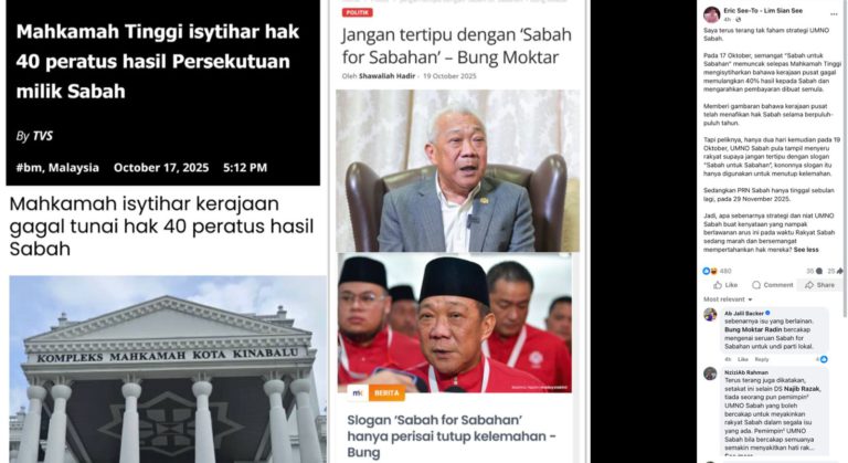Pempengaruh Media Persoal Strategi UMNO Sabah Selepas Keputusan 40% hasil negeri