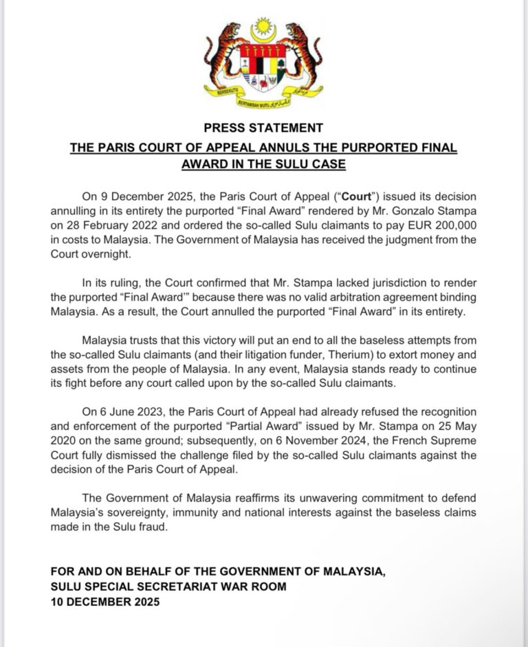 Kes Sulu: Keputusan Mahkamah Paris Kemenangan Besar Buat Malaysia – Azalina