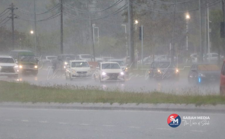 Ribut petir, hujan lebat landa beberapa kawasan di Sabah petang ini