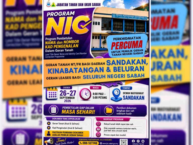 Program percuma betulkan maklumat hakmilik tanah di Sandakan