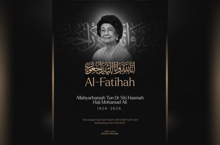 Agong, Raja Permaisuri zahir ucapan takziah kepada keluarga atas pemergian Tun Dr Siti Hasmah